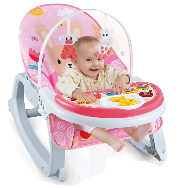 Silla mecedora, musical, vibradora y bandeja